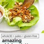 Paleo chicken lettuce wraps with dipping sauce