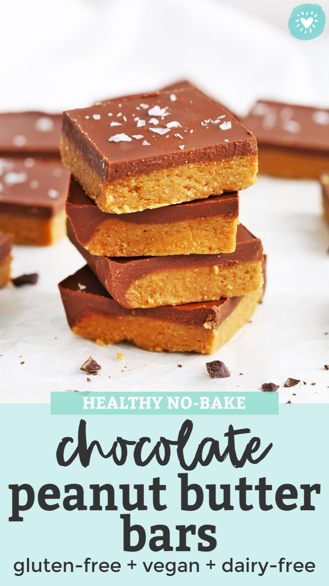 Healthy No Bake Chocolate Peanut Butter Bars from One Lovely Life