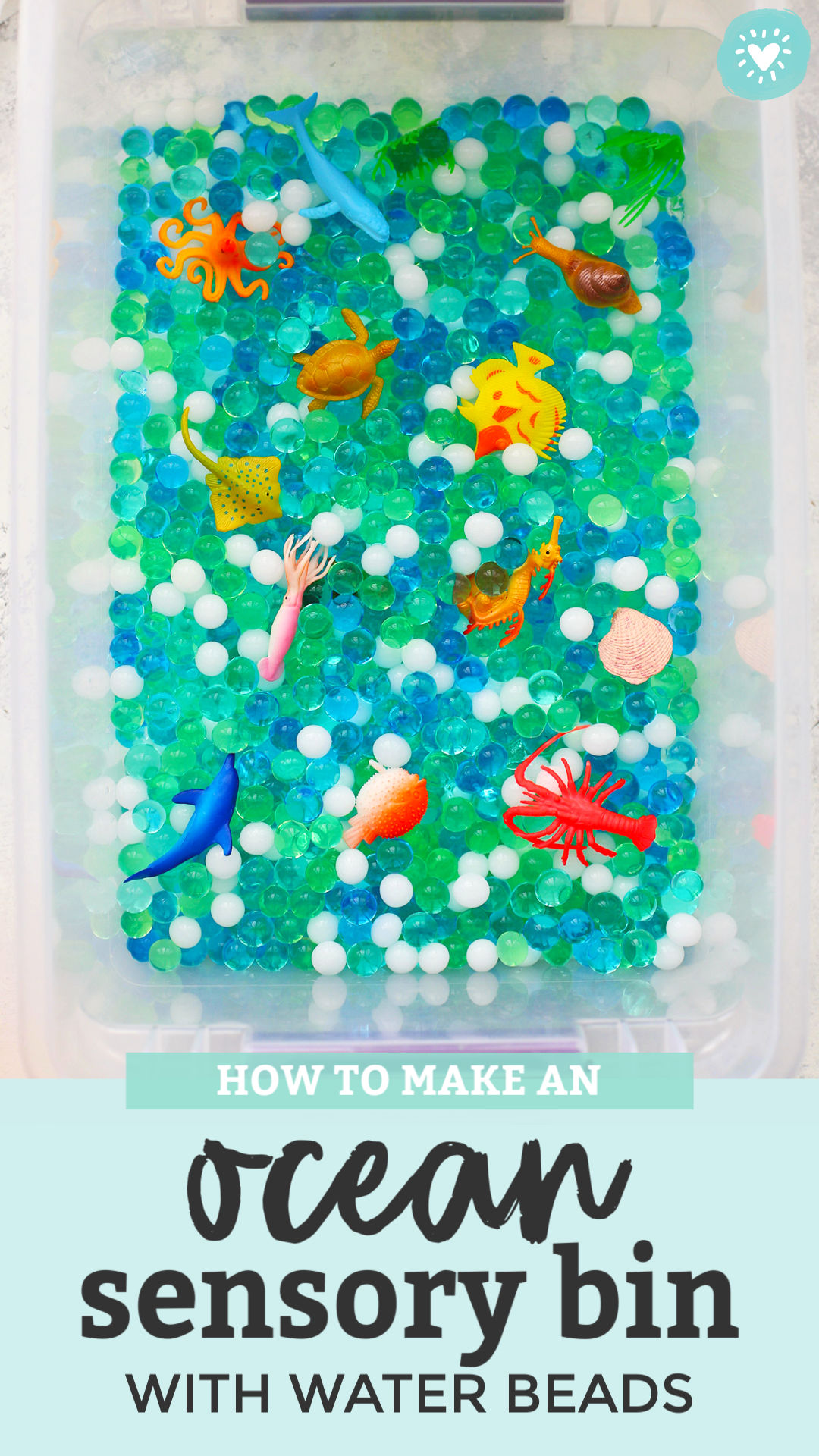 How to Make an Ocean Sensory Bin with Water Beads from One Lovely Life