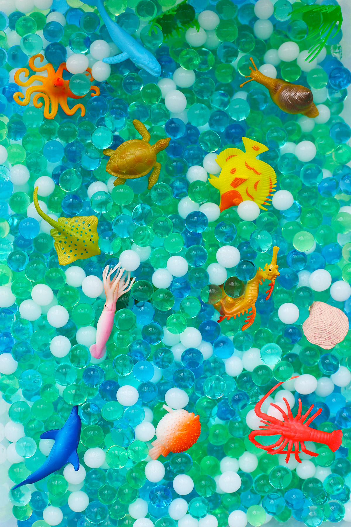 How to Make an Ocean Sensory Bin with Water Beads from One Lovely Life