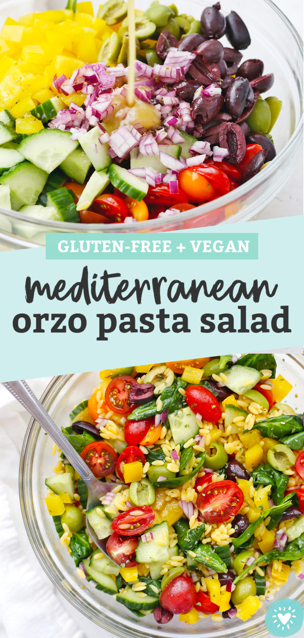 Mediterranean Orzo Pasta Salad (Gluten Free + Vegan)