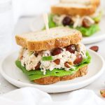 classic chicken salad sandwich with grapes