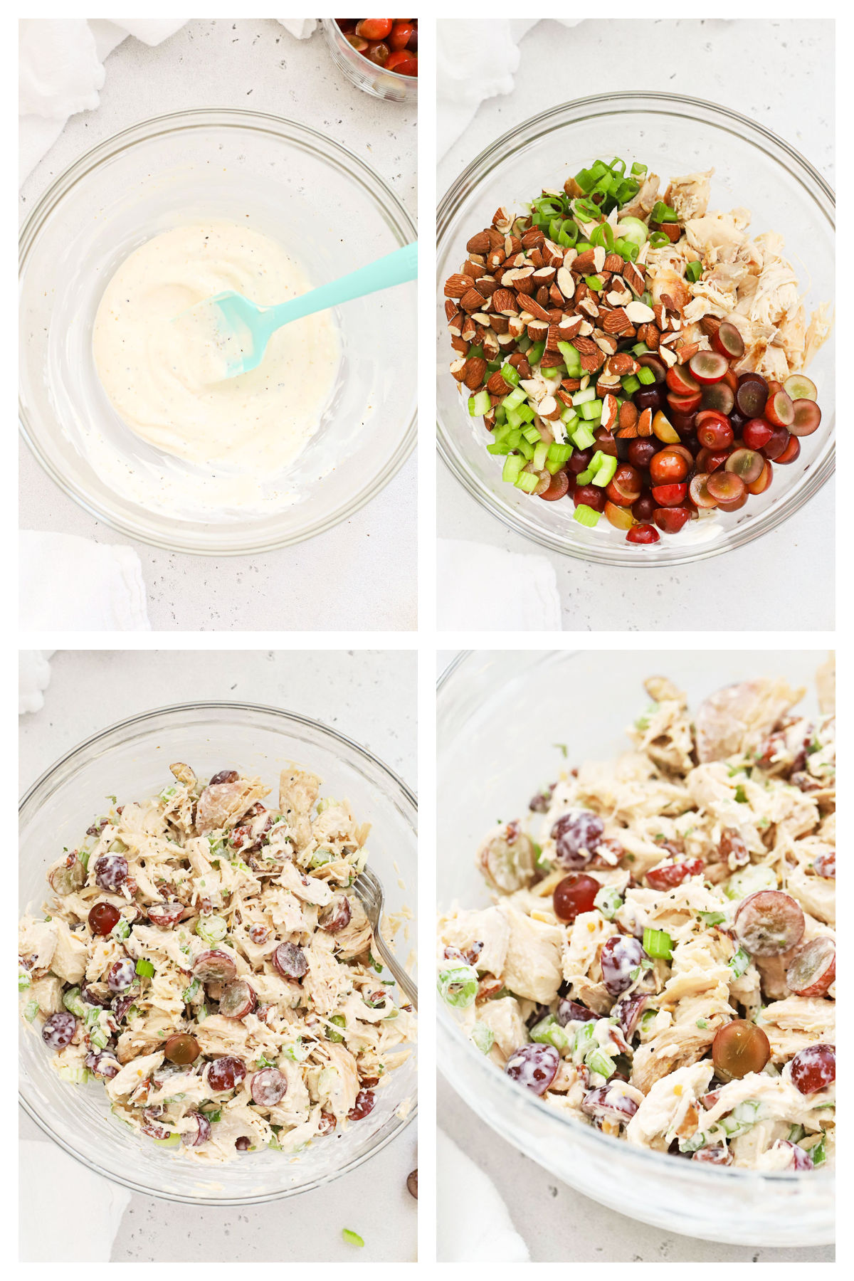 making chicken salad with grapes step by step