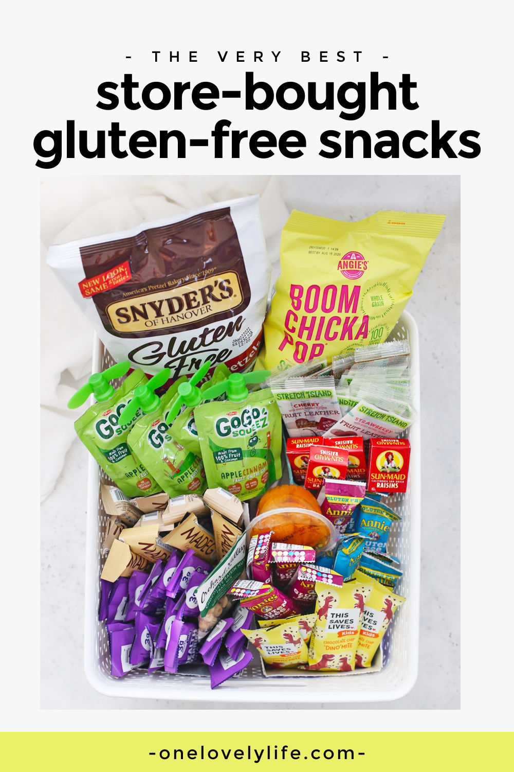 Our Favorite Store-Bought Gluten-Free Snacks For Kids. Easy to buy gluten-free snacks for kids. Perfect for school, travel, taking on the go, or keeping on hand for friends and family! // Gluten-Free Snacks // Gluten-Free Snack Ideas // Gluten-Free School Snacks // Travel Snacks // Kids Snacks // healthy kids snacks // gluten free snack ideas // gluten free snacks for school