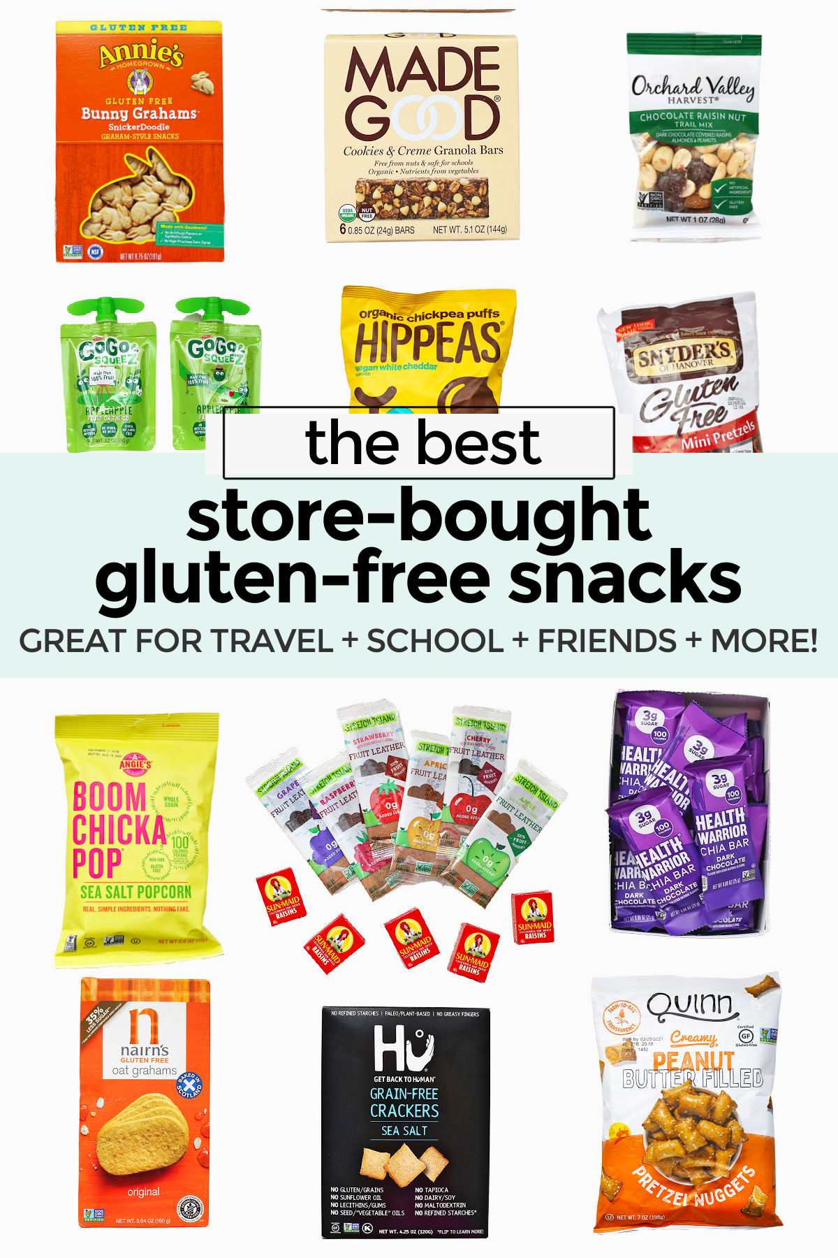Our Favorite Store-Bought Gluten-Free Snacks For Kids. Easy to buy gluten-free snacks for kids. Perfect for school, travel, taking on the go, or keeping on hand for friends and family! // Gluten-Free Snacks // Gluten-Free Snack Ideas // Gluten-Free School Snacks // Travel Snacks // Kids Snacks #snacks #travel #school #glutenfree