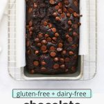 Freshly baked gluten free chocolate zucchini bread cooling in a pan