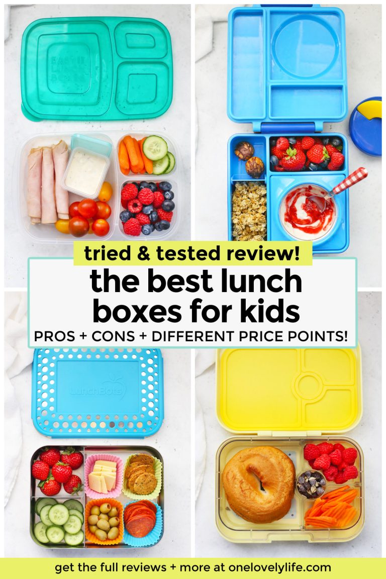 A collage of images of kids lunch box review with the best kids lunch boxes