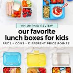 A collage of images of kids lunch box review with the best kids lunch boxes