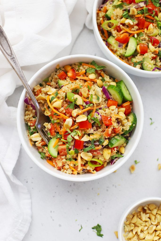 Thai Quinoa Crunch Salad With Peanut Dressing • One Lovely Life