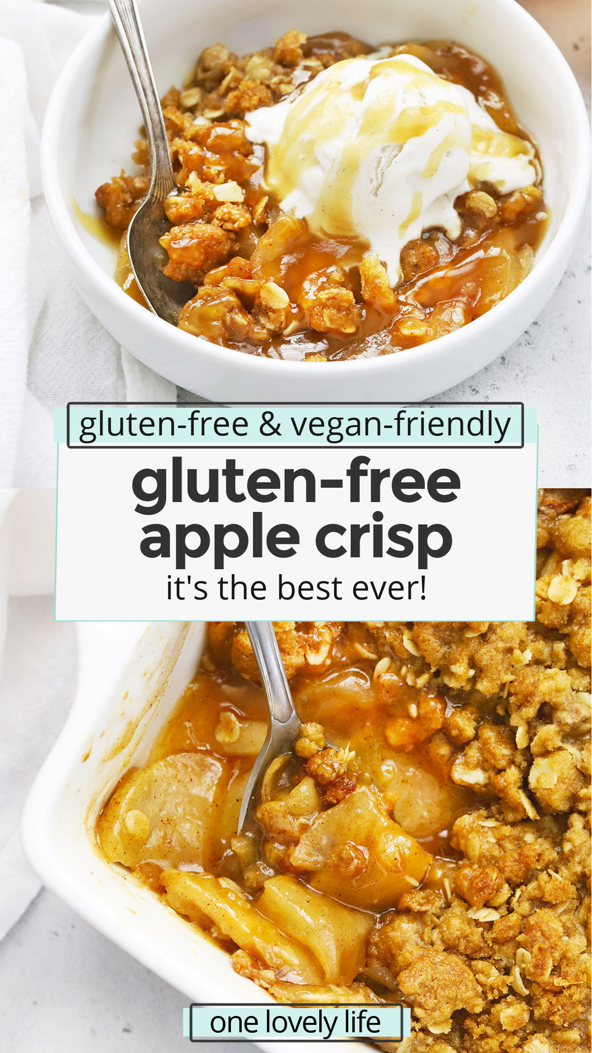 The BEST Gluten-Free Apple Crisp Recipe - This Gluten-free apple crumble has the best apple filling and crumble topping! // Apple crisp recipe // vegan apple crisp // Apple dessert #glutenfree #vegan #applecrisp #applecrumble