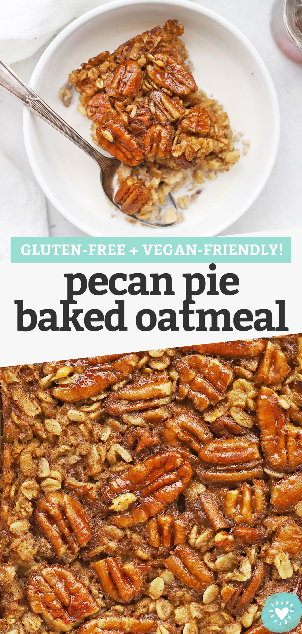 Pecan Pie Baked Oatmeal - This cozy pecan baked oatmeal recipe has notes of cinnamon, vanilla, maple, and pecans to make a delicious meal-prep breakfast your whole family will fall in love with. (Gluten-Free, Vegan-Friendly) // cinnamon pecan oatmeal // baked oatmeal recipe // meal prep breakfast // fall recipe // vegan breakfast // gluten-free breakfast #glutenfree #vegan #bakedoatmeal #oatmeal