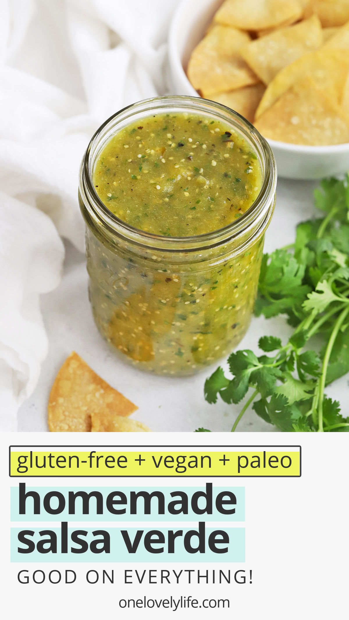 Homemade Salsa Verde - Made with tomatillos, this fresh green salsa is good on just about anything! Don't miss all our favorite ways to use it below. (Naturally vegan, paleo, and gluten-free) // Green Salsa Recipe // Salsa Verde Recipe // Tomatillo Salsa Recipe // Paleo Salsa // Vegan Salsa // Healthy Dip //