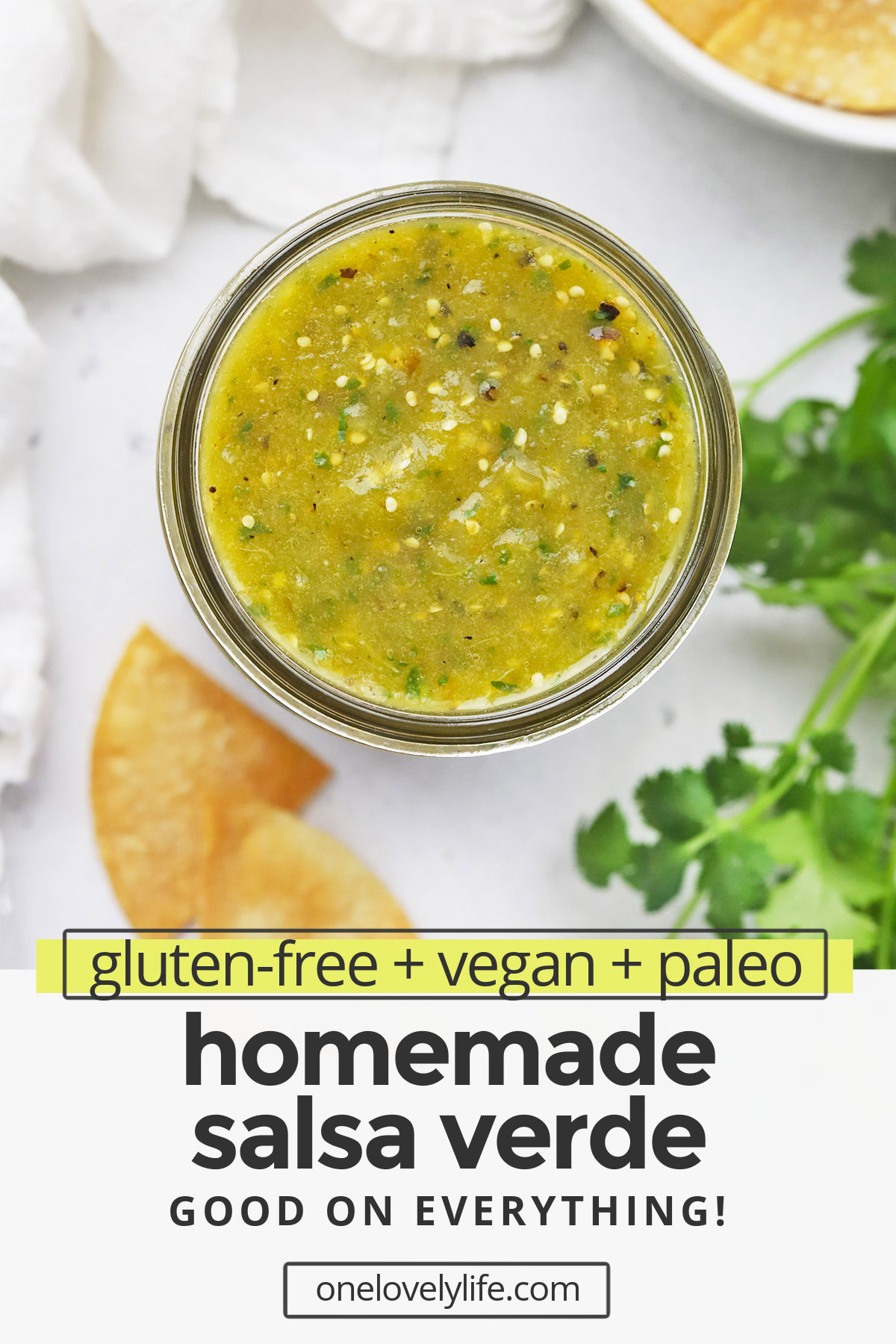 Homemade Salsa Verde - Made with tomatillos, this fresh green salsa is good on just about anything! Don't miss all our favorite ways to use it below. (Naturally vegan, paleo, and gluten-free) // Green Salsa Recipe // Salsa Verde Recipe // Tomatillo Salsa Recipe // Paleo Salsa // Vegan Salsa // Healthy Dip //