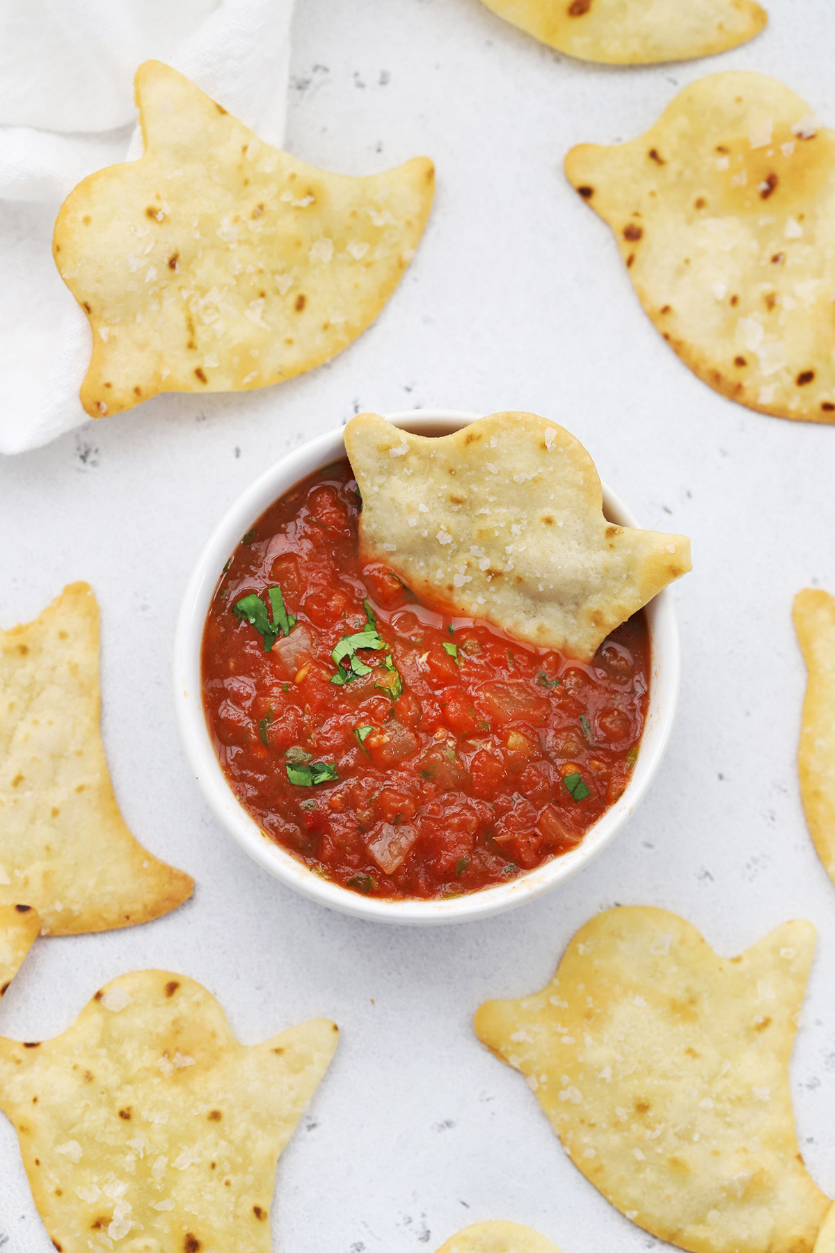 Baked Ghost Chips with Salsa