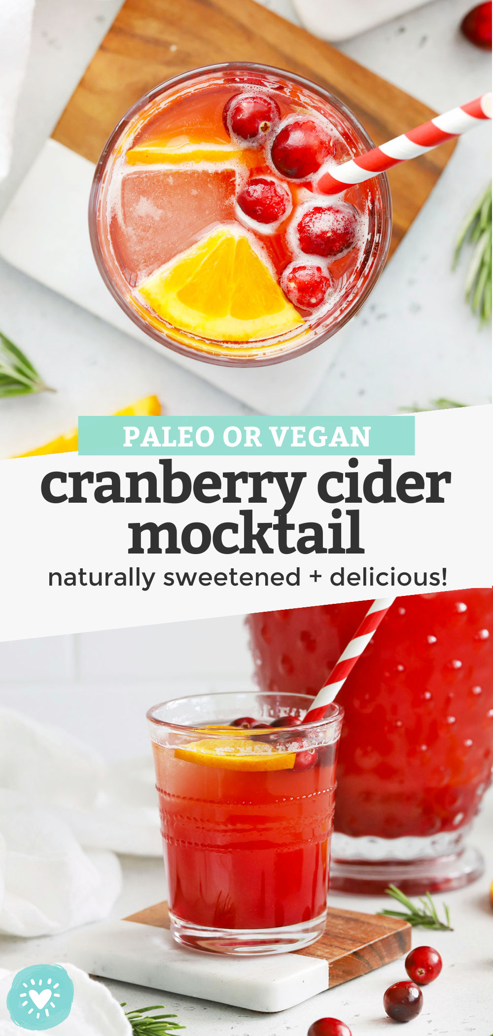 Cranberry Cider Mocktail - This naturally-sweetened fall mocktail recipe is perfect for your holiday table or holiday parties! Make just one or two glasses, or a whole pitcher to enjoy! (Paleo + Vegan) // Paleo Mocktail // Non Alcoholic Cranberry Cider Mocktail // Non Alcoholic Cocktail // Cider Mocktail // Cranberry Mocktail // Fall Mocktail // Non Alcoholic Party Drink #thanskgiving #mocktail #paleo #vegan #cranberries