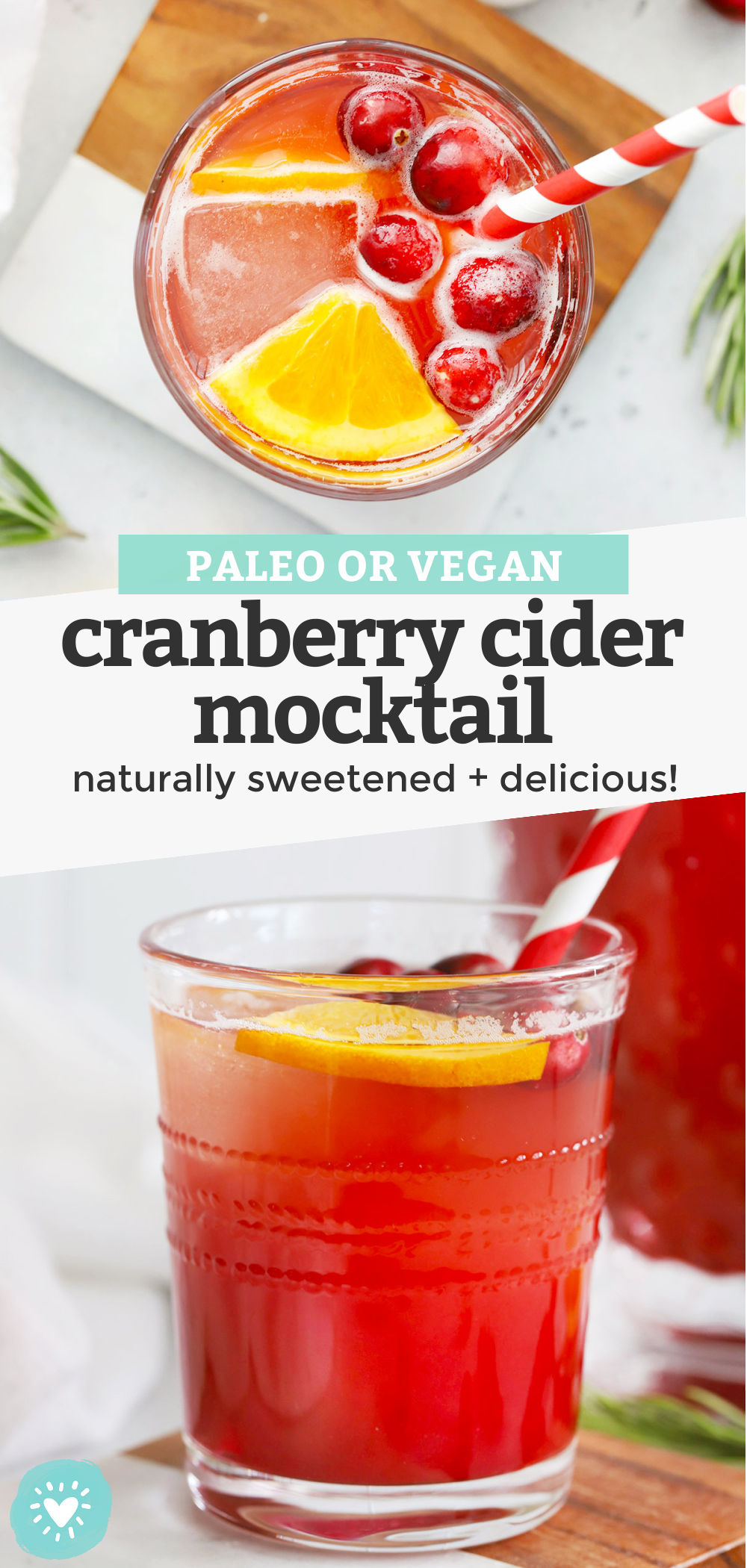 Cranberry Cider Mocktail - This naturally-sweetened fall mocktail recipe is perfect for your holiday table or holiday parties! Make just one or two glasses, or a whole pitcher to enjoy! (Paleo + Vegan) // Paleo Mocktail // Non Alcoholic Cranberry Cider Mocktail // Non Alcoholic Cocktail // Cider Mocktail // Cranberry Mocktail // Fall Mocktail // Non Alcoholic Party Drink #thanskgiving #mocktail #paleo #vegan #cranberries