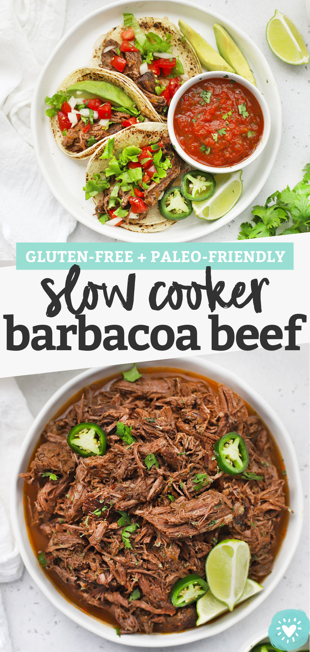 Slow Cooker Barbacoa Beef - Tender slow-cooker barbacoa beef makes the most amazing tacos, burritos, burrito bowls, nachos, and more! (Gluten-Free) // Barbacoa Beef Tacos // Crock pot barbacoa beef // Barbacoa beef burrito bowls // Paleo barbacoa beef #glutenfree #tacos #burritobowls #texmex #slowcooker #crockpot