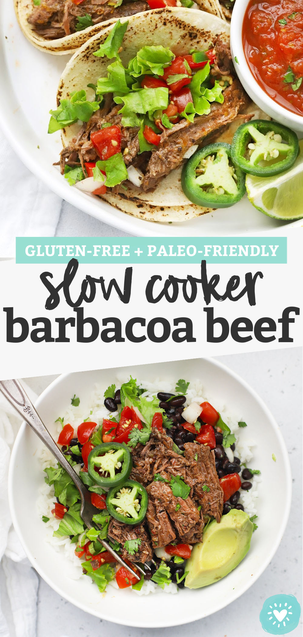 Slow Cooker Barbacoa Beef - Tender slow-cooker barbacoa beef makes the most amazing tacos, burritos, burrito bowls, nachos, and more! (Gluten-Free) // Barbacoa Beef Tacos // Crock pot barbacoa beef // Barbacoa beef burrito bowls // Paleo barbacoa beef #glutenfree #tacos #burritobowls #texmex #slowcooker #crockpot