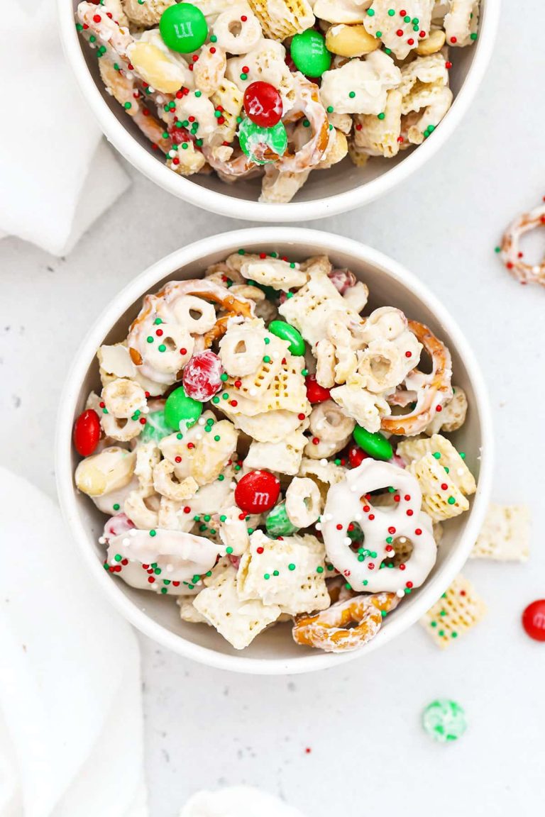 gluten free Christmas chex mix with m&ms