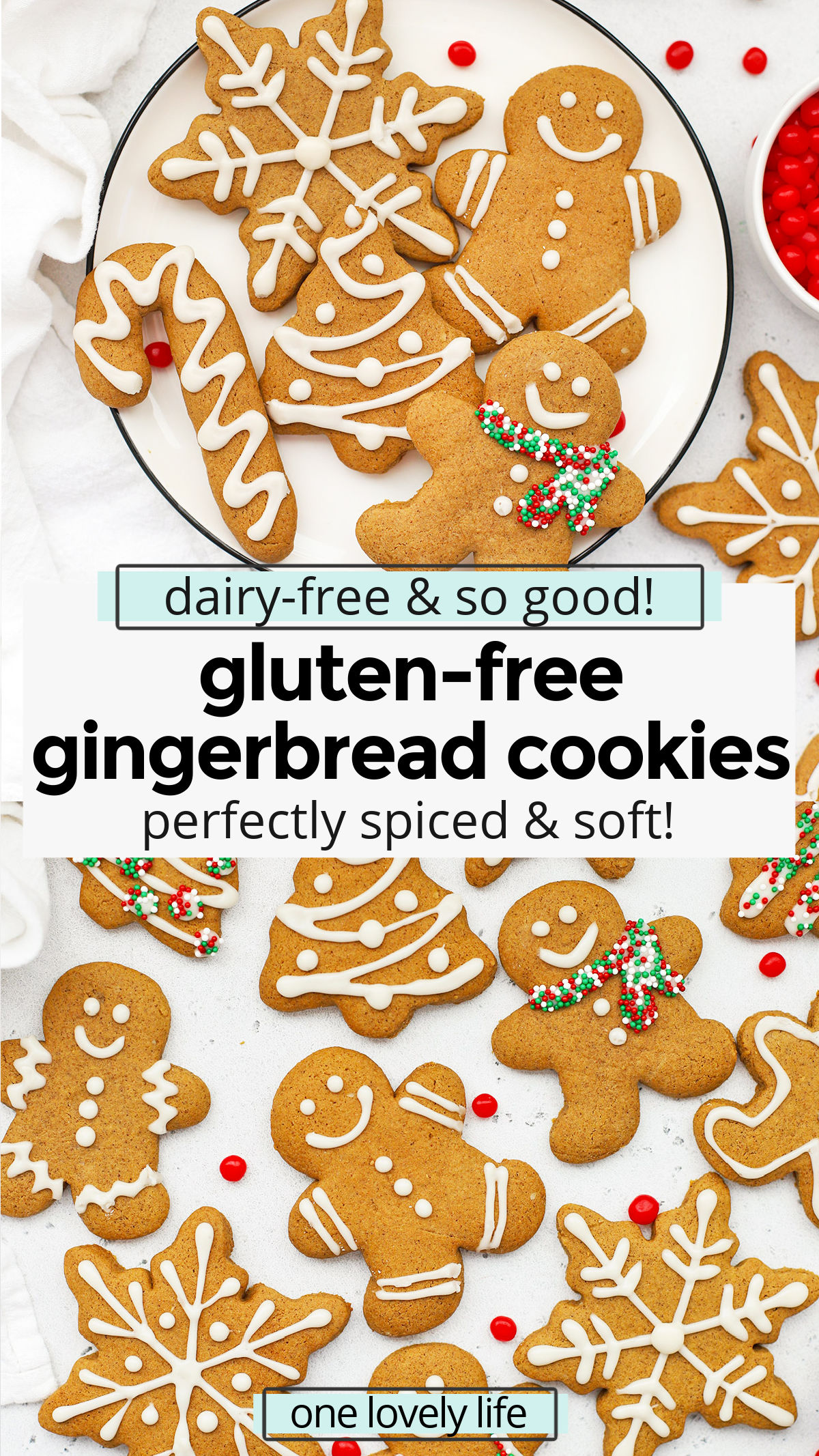 Gluten-Free Gingerbread Cookies - These soft gluten-free gingerbread cookies are the perfect holiday treat. Use this dough to make gluten-free gingerbread men, snowflakes, ornaments, trees, and more! // Gluten Free Holiday Cookies // Gluten Free Christmas Cookies // Gluten Free Gingerbread Recipe / The Best Gluten-Free Gingerbread Cookies