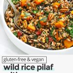 Overhead view of gluten-free wild rice pilaf from One Lovely Life