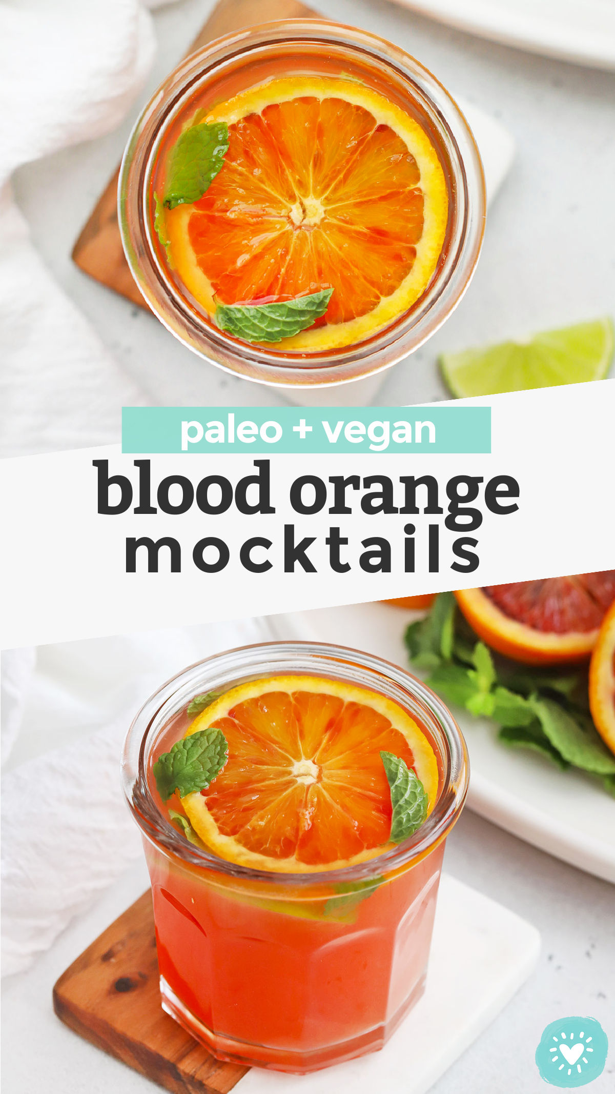 Blood Orange Mocktail - these naturally sweetened citrus mocktails are perfect for the holidays. Make the most of citrus season with these gorgeous non-alcoholic blood orange cocktails! (Paleo + Vegan!) // Holiday Mocktail // Winter Mocktail // New Year's Eve Mocktail // Citrus Mocktail Recipe // Paleo Mocktail // Vegan Mocktail // Non-Alcoholic Blood Orange Cocktail #mocktail