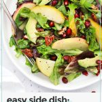 green salad with pears and pomegranate