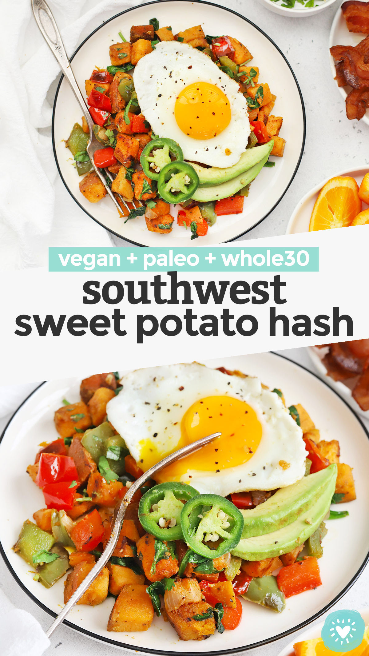Sweet Potato Hash - This Southwest Sweet Potato Hash has a blend of warm spices, colorful veggies, and will keep you satisfied all morning long. A delicious, healthy breakfast any day of the week! (Vegan, Paleo, Whole30) // Paleo Sweet Potato Hash // Whole30 Sweet Potato Hash // Vegan Sweet Potato Hash // Whole30 breakfast // Paleo breakfast #healthybreakfast #paleo #vegan #glutenfree #vegetarian #whole30