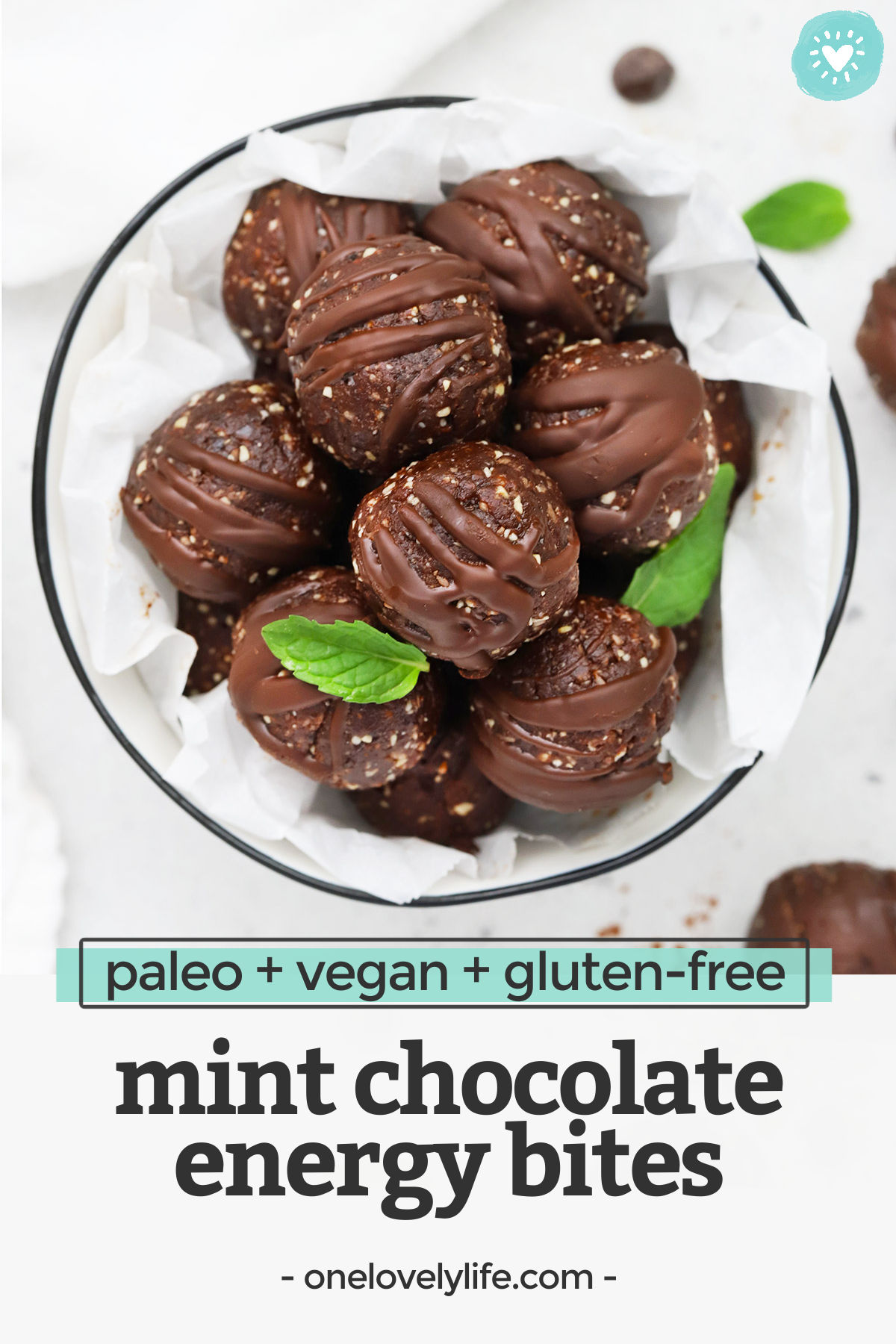 Thin Mint Energy Bites - These Mint Chocolate Energy Bites are a delicious snack or healthy treat! Made with simple ingredients, they're great for meal prep. (Vegan + Paleo + Gluten-Free) // Thin Mint Energy Bites // Mint Brownie Energy Bites // Chocolate Peppermint Energy Bites // Healthy Snack // Meal Prep Snack // Mint Chocolate Energy Balls #vegan #glutenfree #paleo #energybites #energyballs