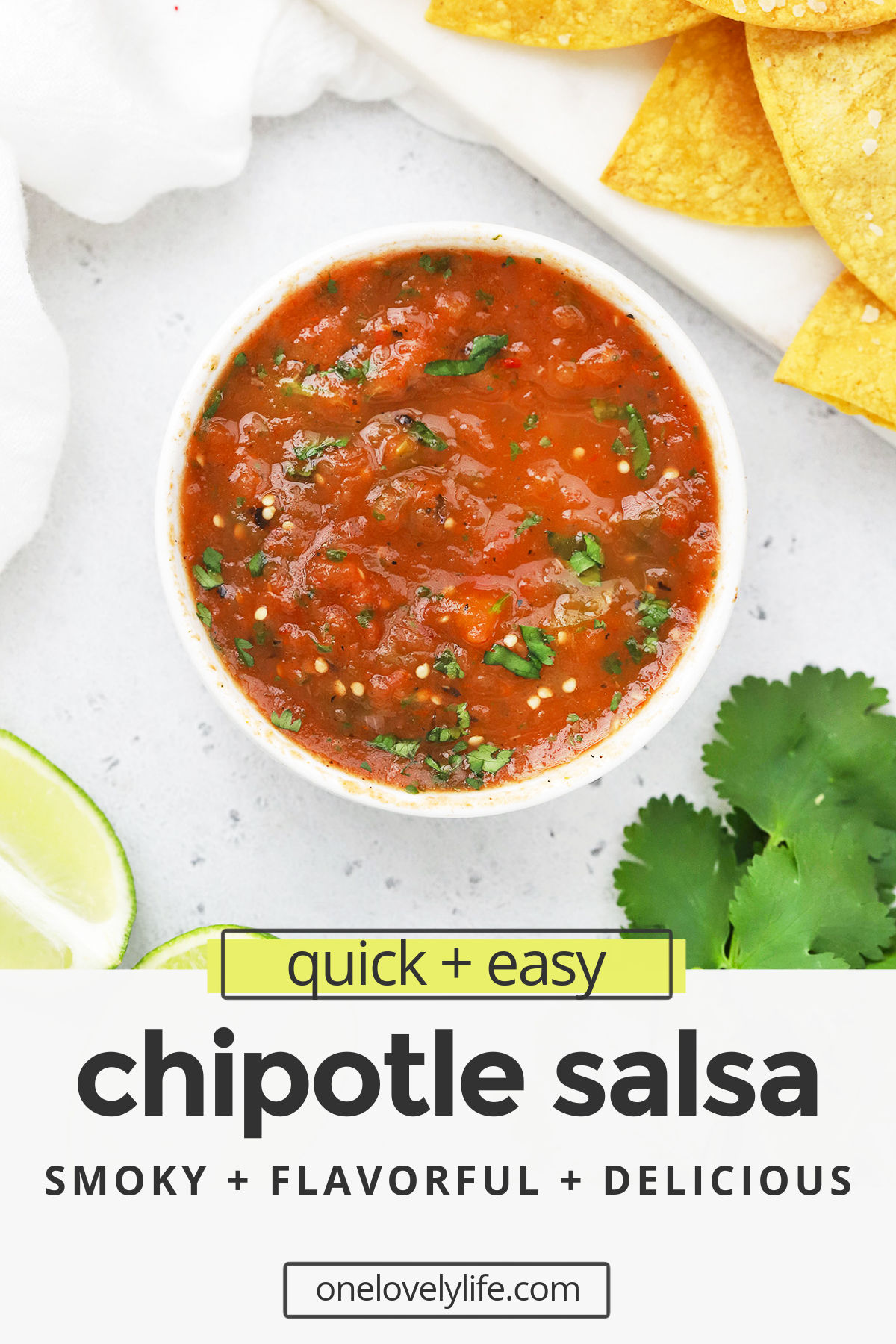 This Smoky Chipotle Salsa rivals our favorite restaurant salsa and tastes good on EVERYTHING. Mexican Restaurant Salsa Recipe // Salsa Roja // Tomato Tomatillo Salsa // Homemade Salsa recipe #salsa #chipotlesalsa #glutenfree #texmex #vegan