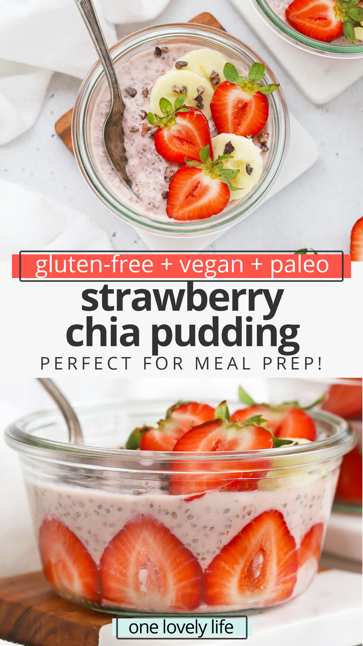 Strawberry Chia Pudding - This dreamy strawberries and cream chia pudding is a delicious healthy breakfast you can make an advance. It's perfect for meal prep! (Gluten-Free, Vegan) // Strawberry Chia Seed Pudding // Vegan breakfast // paleo breakfast // healthy breakfast #chiapudding #healthybreakfast #vegan #paleo