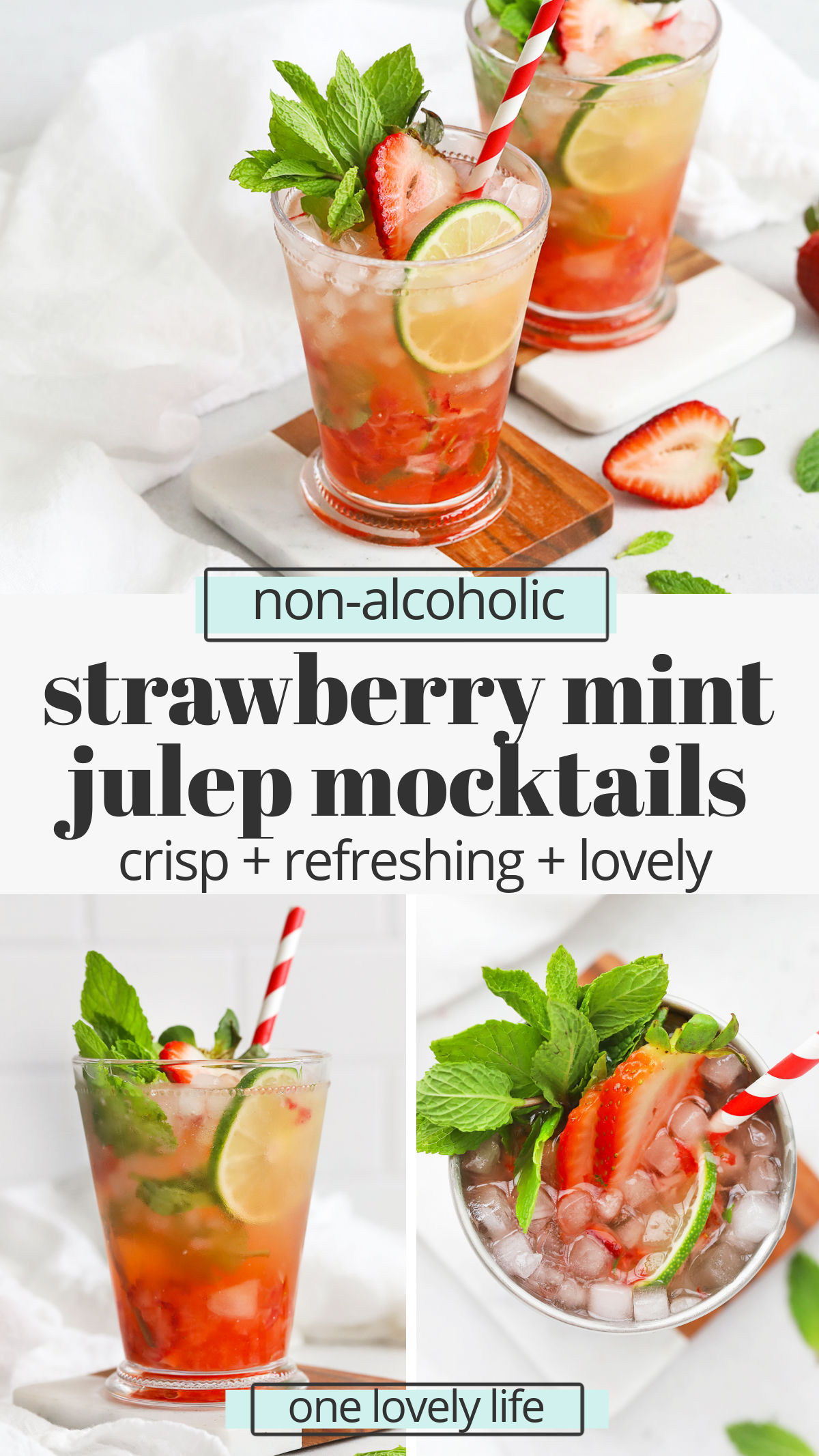 These Virgin Strawberry Mint Juleps are great for a Kentucky Derby party with kids or make the perfect drink for a casual summer barbecue. Mint Julep Mocktails // Strawberry Mint Julep // Disneyland Mint Julep // Disney Mint Julep // Non-alcholic Mint Julep #julep #mintjulep #mocktail #nonalcoholic