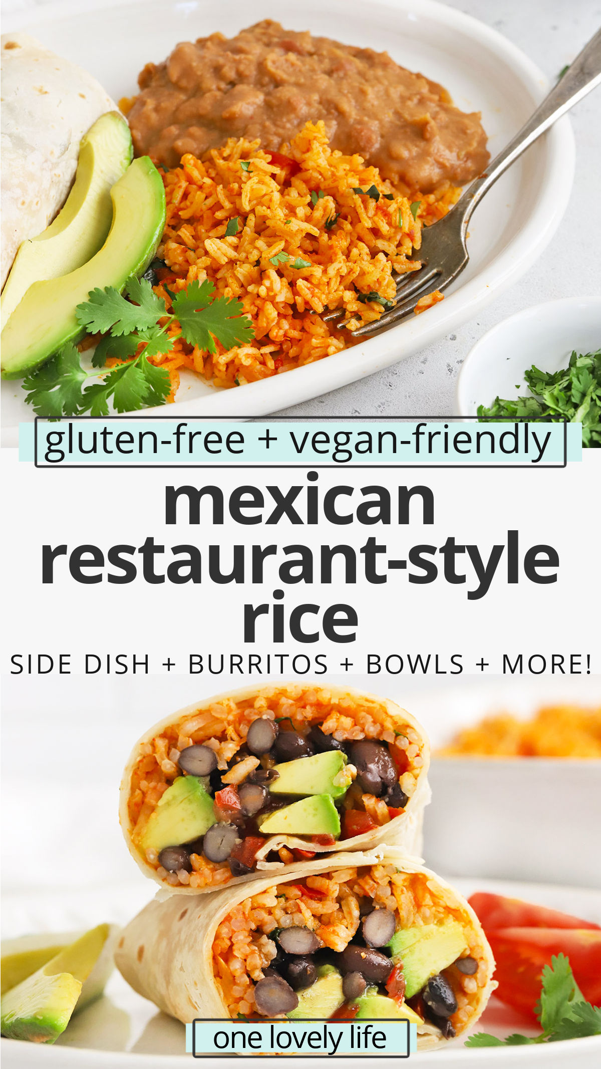 Mexican Restaurant Rice - Make your own Mexican rice at home, just like your favorite restaurant rice. Serve with beans as a side, use for burrito bowls & more! // Vegetarian Mexican Rice // Mexican Style Rice // Restaurant Mexican Rice // Red Rice // Mexican Red Rice