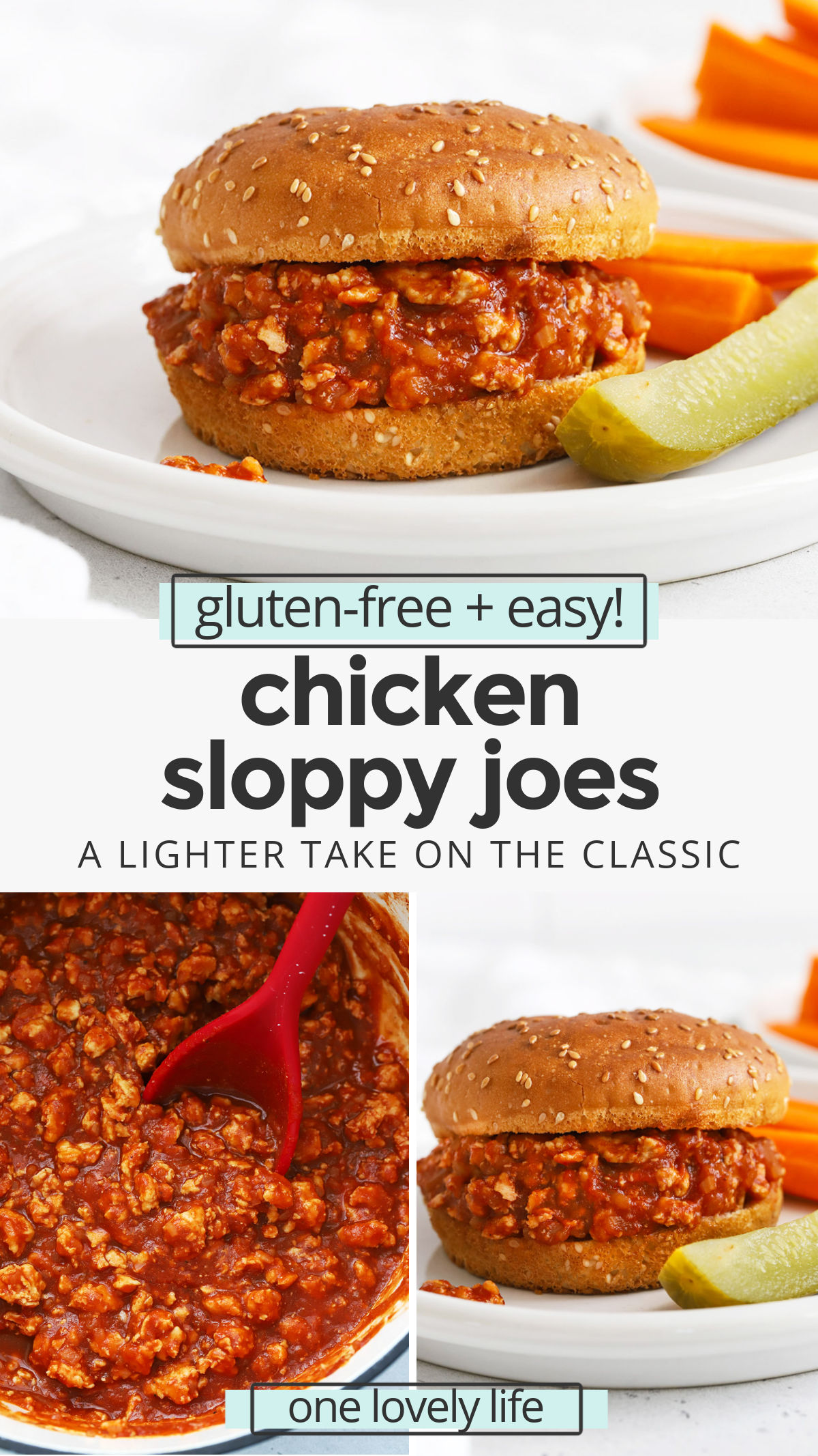 Healthy Chicken Sloppy Joes - These healthy sloppy joes are a lighter take on the classic! You'll love the savory sauce and all our favorite ways to serve them! // Healthy Sloppy Joes Recipe // Chicken Sloppy Joe Recipe // Healthy Dinner // Sloppy Joes Recipe //