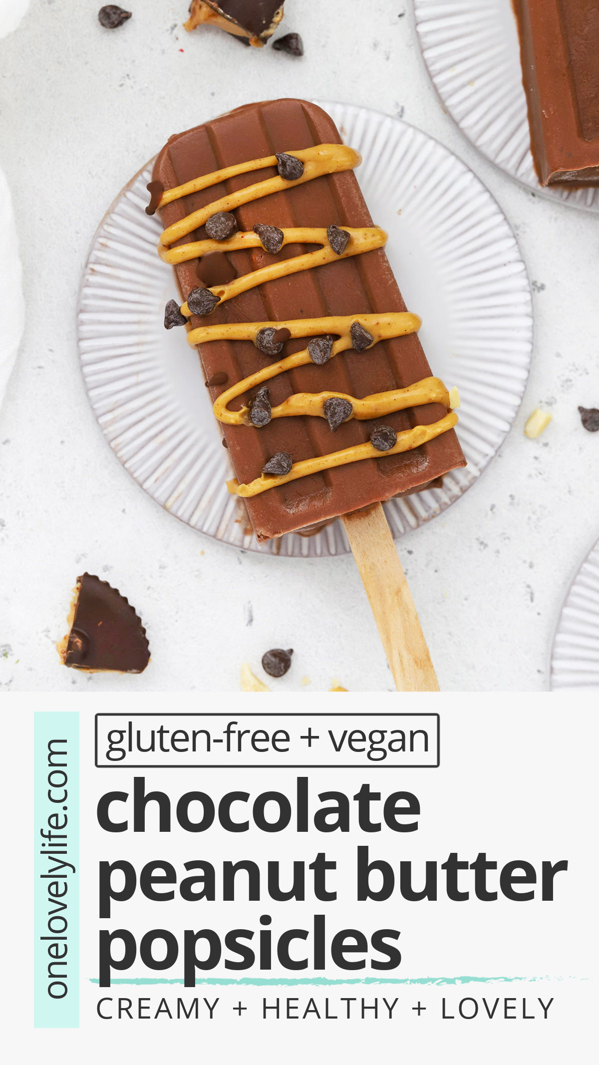 Chocolate Peanut Butter Popsicles (Vegan) - These healthy chocolate peanut butter popsicles feel like such a delicious treat! Creamy, naturally-sweetened, and totally delicious (vegan, gluten-free) // Vegan Chocolate Peanut Butter Popsicles // Chocolate Peanut Butter Banana Popsicles // Healthy Popsicle Recipe // chocolate popsicle // peanut butter fudge popsicles // peanut butter popsicles