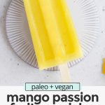 Overhead view of sunny mango passion fruit popsicles