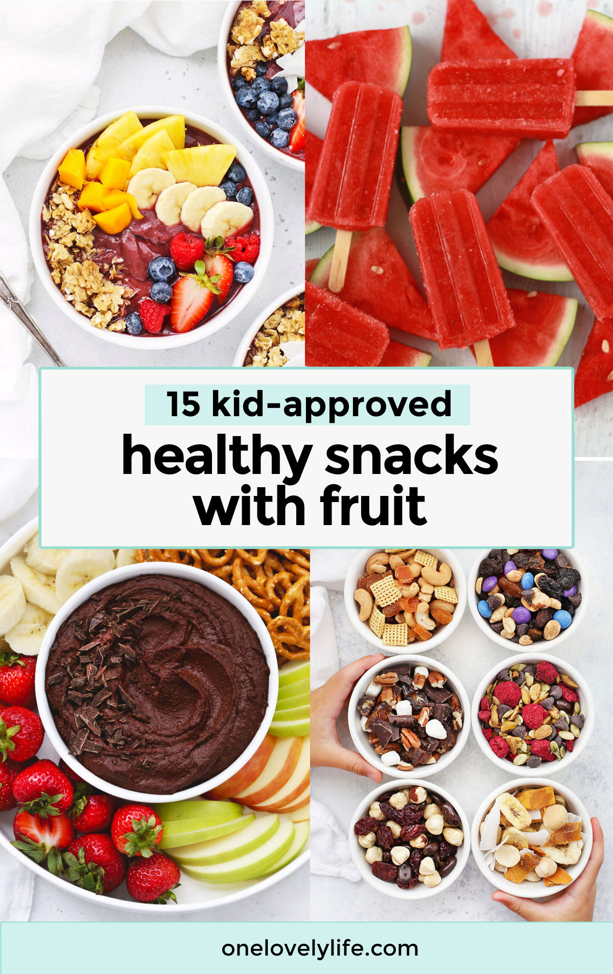 15+ Healthy Snacks with Fruit - These Healthy Snack Ideas are totally kid approved! (Gluten free, vegan, and paleo options!) // Healthy kids Snacks // Healthy Snacks for Kids #healthysnack #kidssnacks #funsnack #fruit
