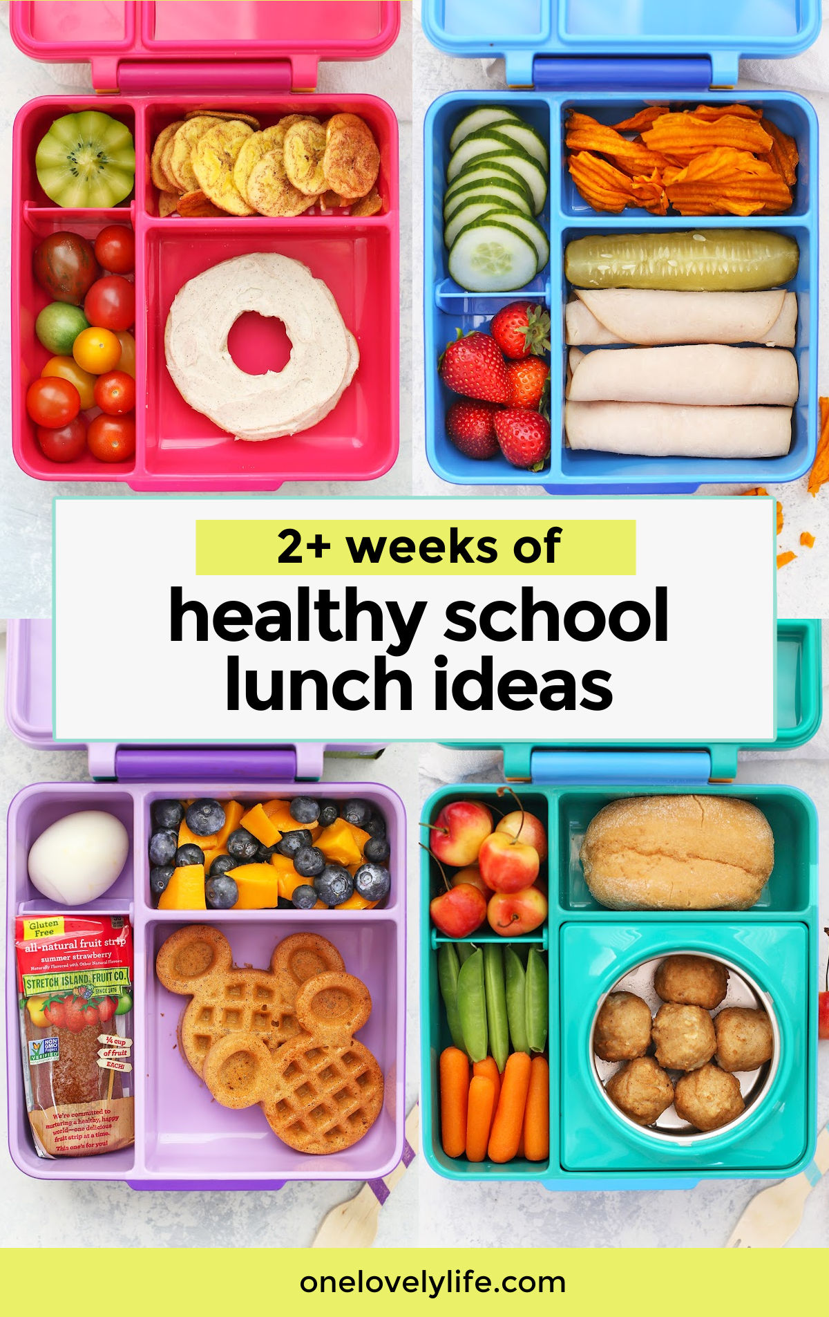 Get 2 Weeks of Healthy School Lunch Ideas in this post, plus a free printable packed lunch cheat sheet for creating your own combinations! // Gluten free school lunch ideas // paleo school lunch // paleo lunch for kids // vegan school lunch ideas // healthy school lunches // dairy free school lunch ideas // school lunch inspiration // kids bento box // kids bento lunch // toddler lunch // omie box // gluten free school lunch ideas // gluten free packed lunch ideas // gluten free kids lunch ideas