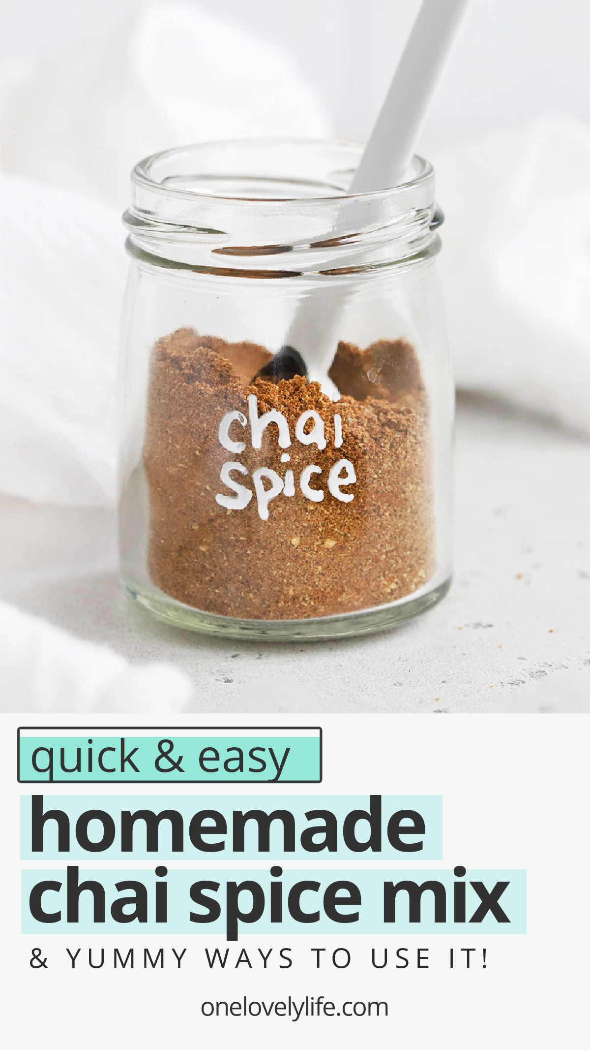 Chai Spice Mix - Learn how to make chai spice mix with our easy recipe! Add it to drinks, baked goods, and so much more. Don't miss all our favorite ways to use it in the post! (Naturally vegan, paleo, Whole30) // DIY Chai Spice // Homemade Chai Mix // Homemade Spice Blend // Chai Spice From Scratch// #chaispice #chai #fromscratch
