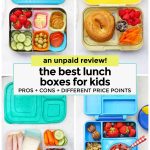 Overhead look at kids lunches packed in different lunch boxes