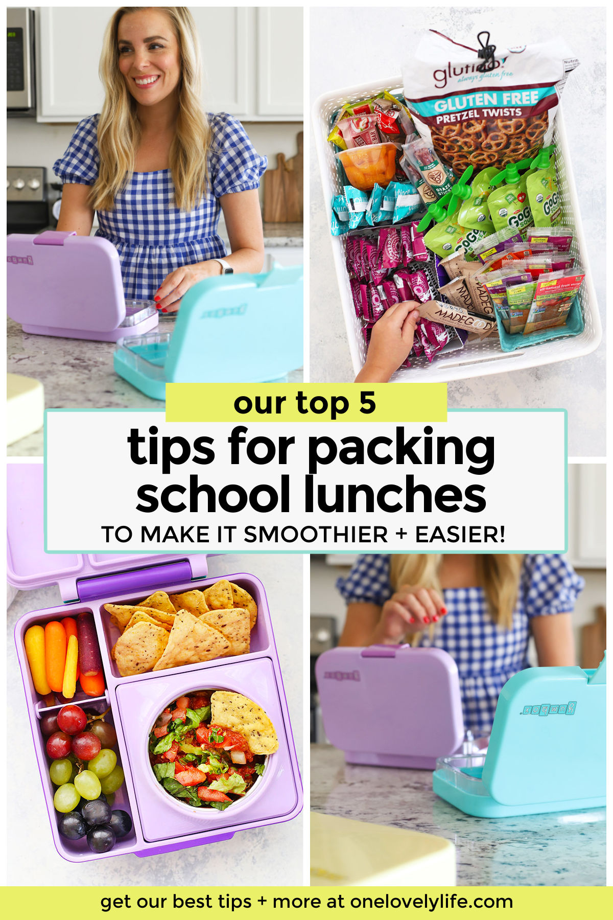 5 Hacks to Simplify Packing School Lunch! All our best school lunch tips and tricks for making school lunches fast and easy! // school lunches // school lunch ideas // mom hacks // time saving hacks // healthy lunches #packedlunch #schoollunch #momtip #backtoschool #lunch