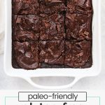 overhead view of gluten-free chocolate zucchini cake with chocolate frosting, cut into squares