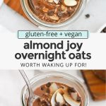 collage of almond joy overnight oats