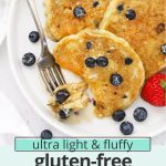 gluten-free blueberry pancakes with maple syrup