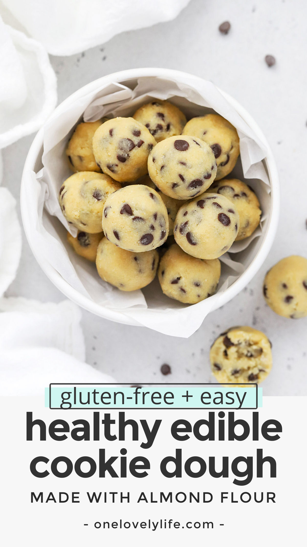 Healthy edible cookie dough? YES PLEASE! This almond flour cookie dough recipe is easy + delicious. The perfect no-bake treat to keep on hand! (Gluten-free, paleo, vegan-friendly) // Almond Flour Cookie Dough // Paleo Edible Cookie Dough // Vegan Edible Cookie Dough // Gluten Free Edible Cookie Dough #almondflour #healthytreat #glutenfree #vegetarian #vegan #cookiedough #paleo