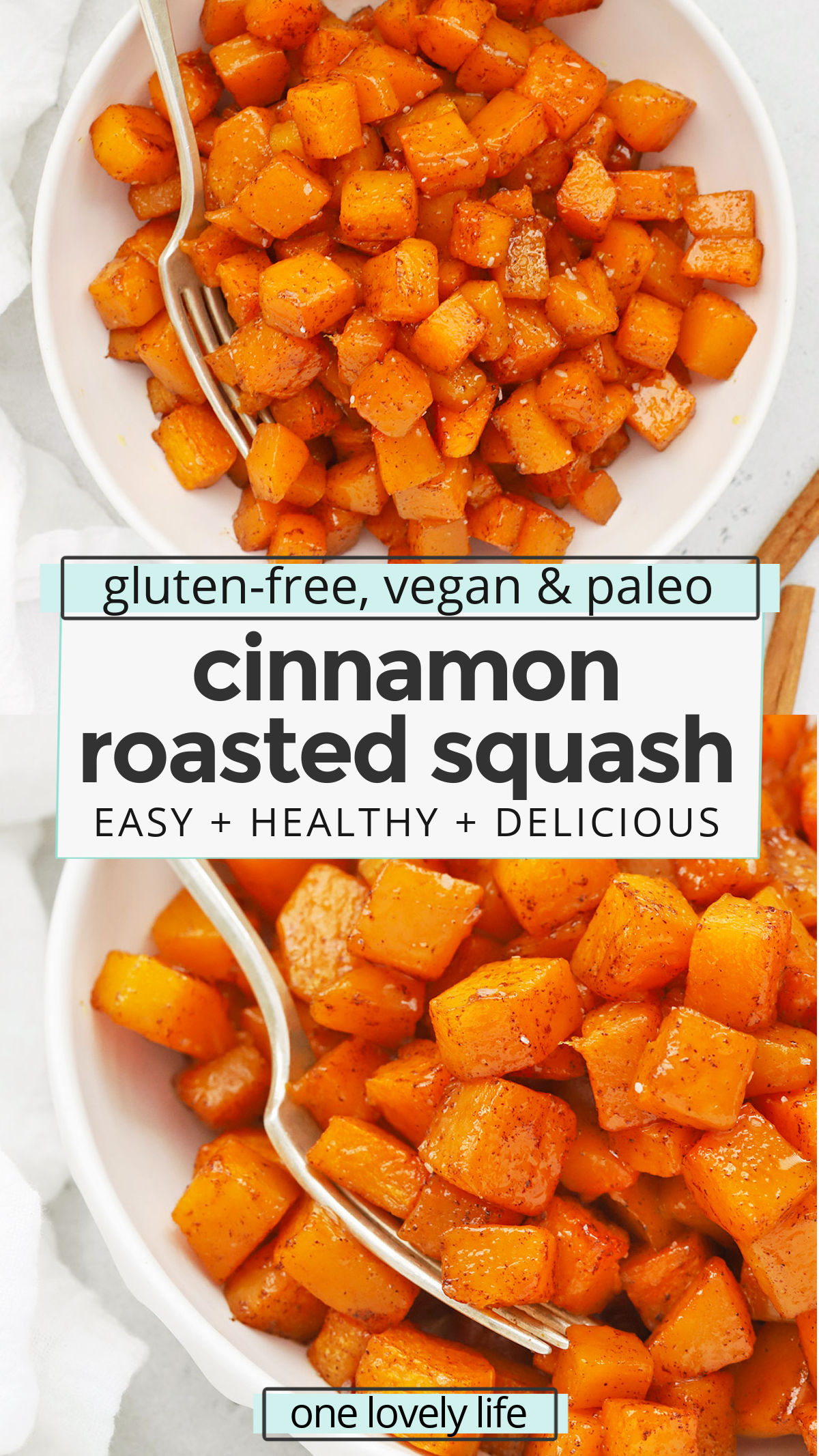 Roasted Cinnamon Butternut Squash - this easy cinnamon squash is such an easy fall side dish! Perfect for Thanksgiving! (allergy-free, vegan, paleo) // Thanksgiving side dish // Healthy side dish // Healthy thanksgiving recipes // Roasted squash recipe // Cinnamon Squash Recipe // Paleo Thanksgiving Recipes // Vegan Thanksgiving Recipes // Gluten Free Thanksgiving Recipes // Roasted cinnamon squash