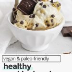 healthy cookie dough banana ice cream in a white bowl