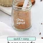 front view of chai spice mix in a jar