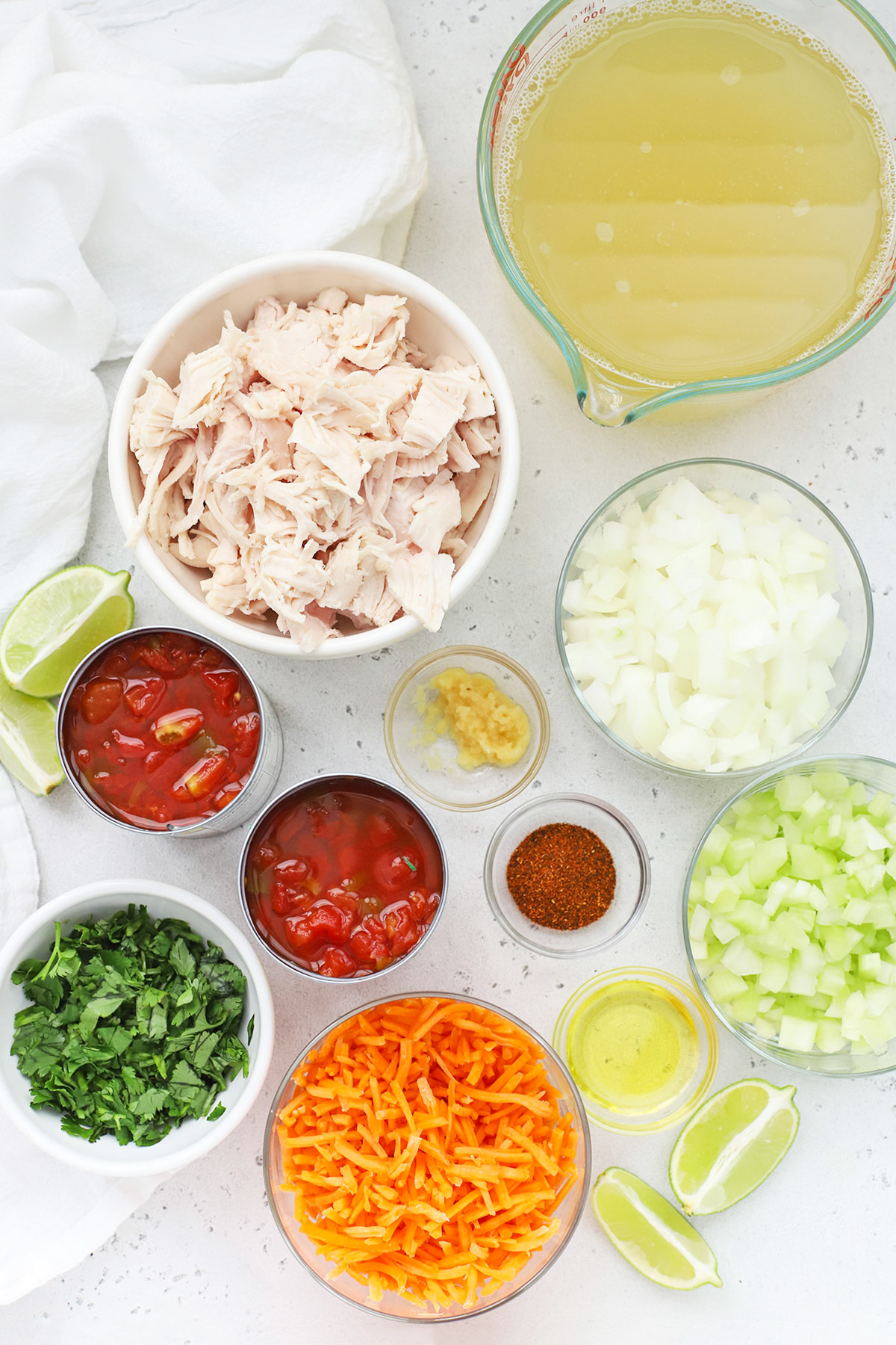 Ingredients for sopa de lime (chicken lime soup)