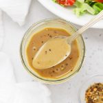 Overhead view of One Lovely Life's 3-ingredient Honey Mustard Dressing or Dip